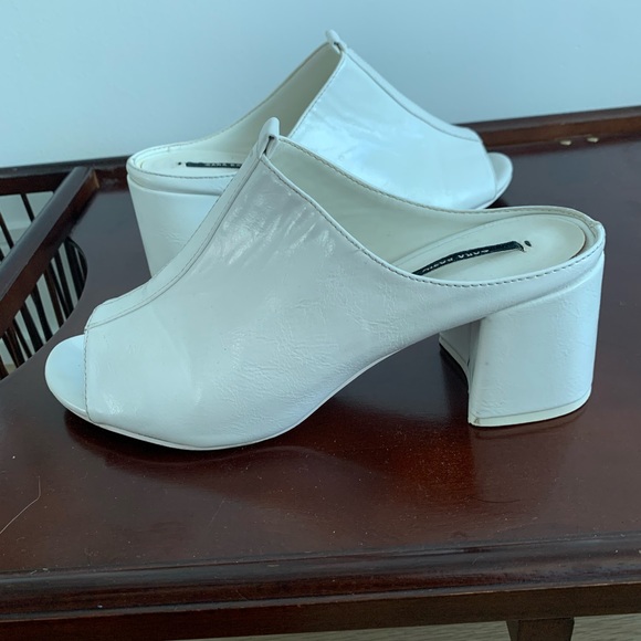 Zara Basic - White Chunky Heel With Thick Strap - Picture 11 of 14